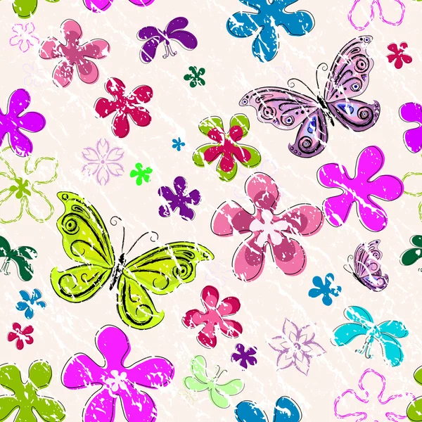 Χαρτοπετσέτα με δαντελωτές λεπίδες με λουλούδια και πεταλούδα — ストックベクタ
