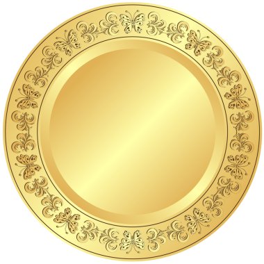 Golden plate with ornament clipart