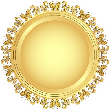 Golden plate with ornament clipart