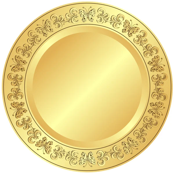 Golden plate with ornament — Stock Vector