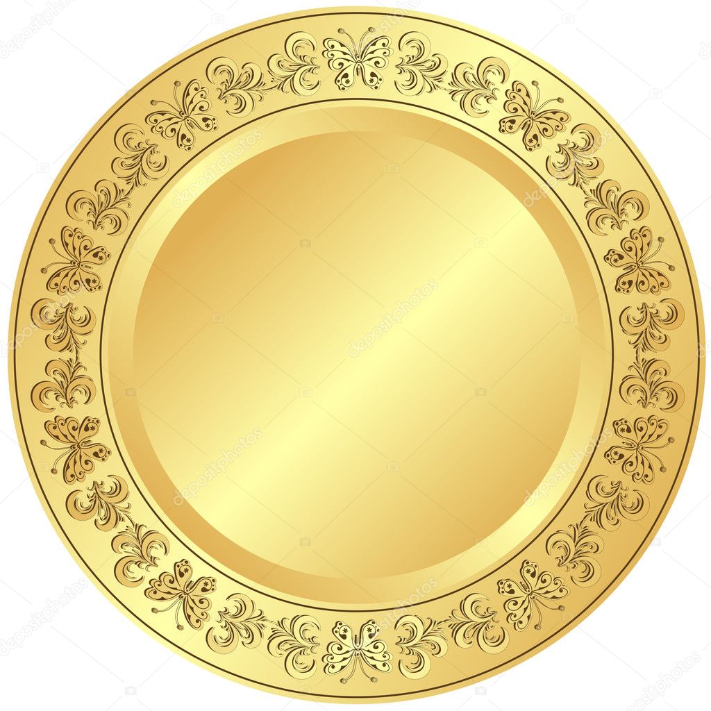 Golden plate with ornament