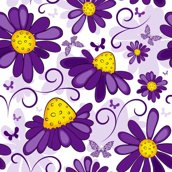 Floral sem costura branco-violeta padrão —  Vetores de Stock