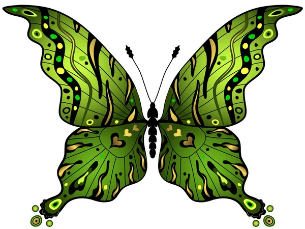 Green-gold butterfly — Stock Vector