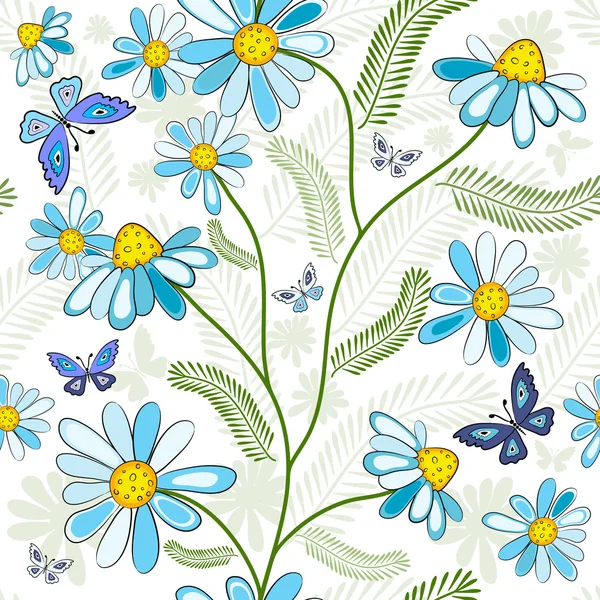 白い花の繰り返しパターン — ストックベクタ