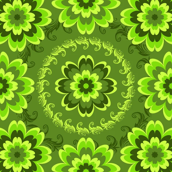 Herhalende groene bloemmotief — Stockvector