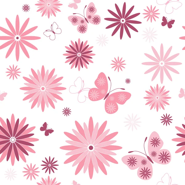 White seamless floral pattern — Stock Vector