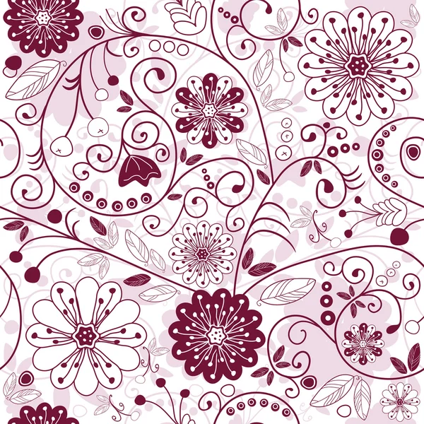 White-purple seamless floral pattern — Stock Vector