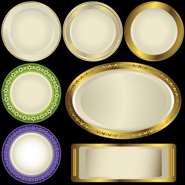 White plates with ornament — Stock Vector