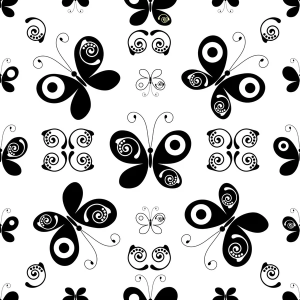 ホワイト ブラックのシームレスなパターン — ストックベクタ