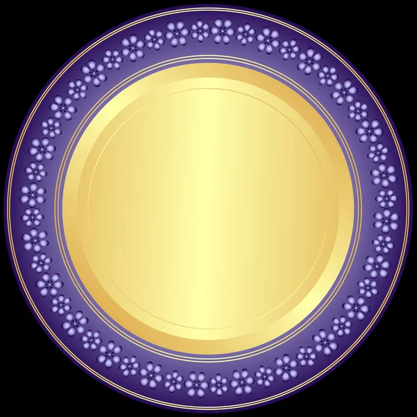 Violet-golden decorative plate — Stock Vector