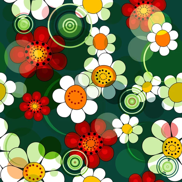 Dunkelgrünes florales nahtloses Muster — Stockvektor