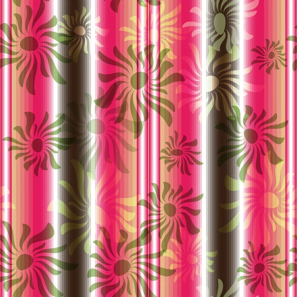 Patrón de rayas sin costura floral rosa-verde — Archivo Imágenes Vectoriales