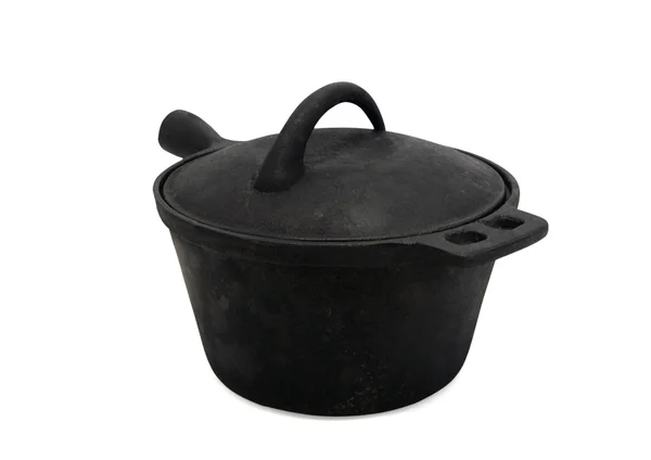 黑色铸铁锅 — 图库照片