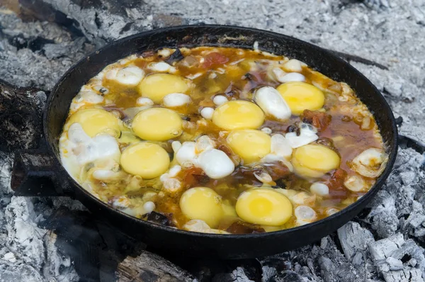 달걀 프라이의 클로즈업 — 스톡 사진