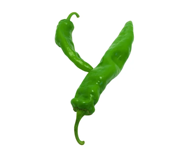 Letter Composed Green Peppers White Background —  Fotos de Stock