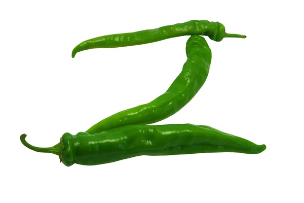 Alfabet z samengesteld uit groene paprika 's — Stockfoto