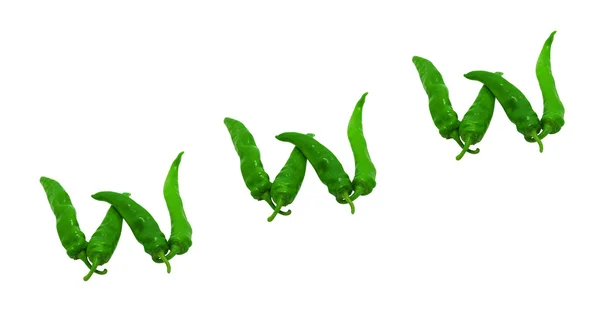 Www texto composto de pimenta verde — Fotografia de Stock
