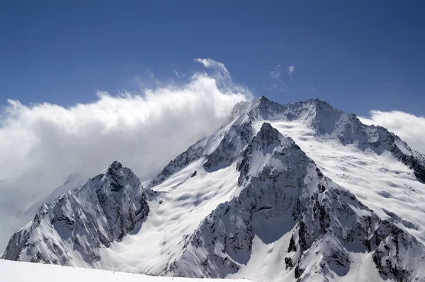 Las Montañas Del Cáucaso Dombay Vista Desde Pista Esquí — Foto de Stock