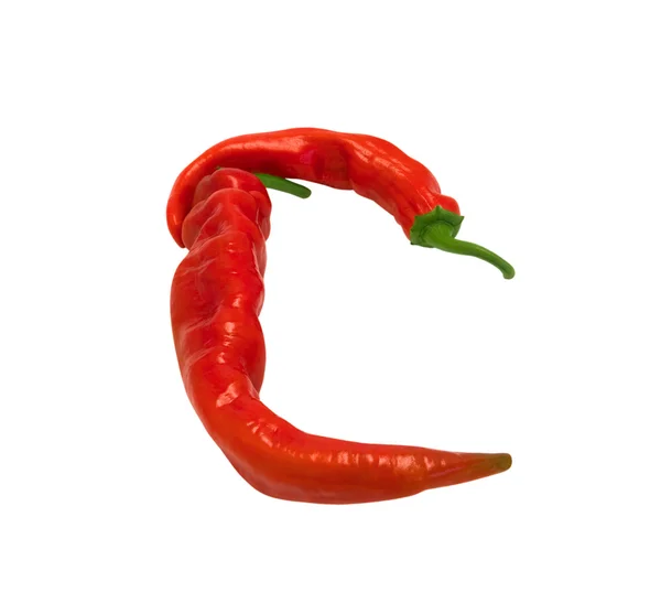 Letter Composed Chili Peppers White Background — Stock Photo, Image