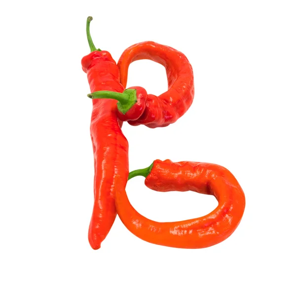 Letter b bestaat uit chili peppers — Stockfoto