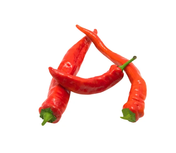 Letter A composed of chili peppers — Stock Photo, Image