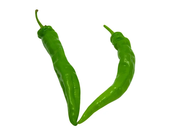 Dopis v. složený ze zelené papriky — Stock fotografie