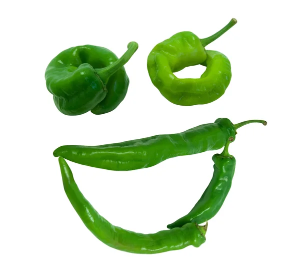 Smile "grin" composed of green peppers — Stock Photo, Image