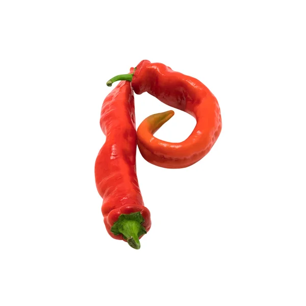 Letter P composed of chili peppers — Stock Photo, Image