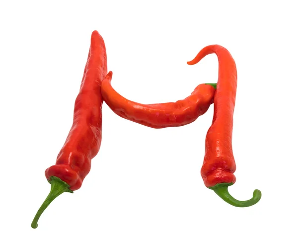 Letter H composed of chili peppers — Stock Photo, Image