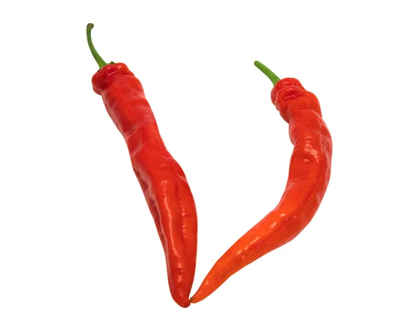 Dopis v. složené z chilli papričky — Stock fotografie