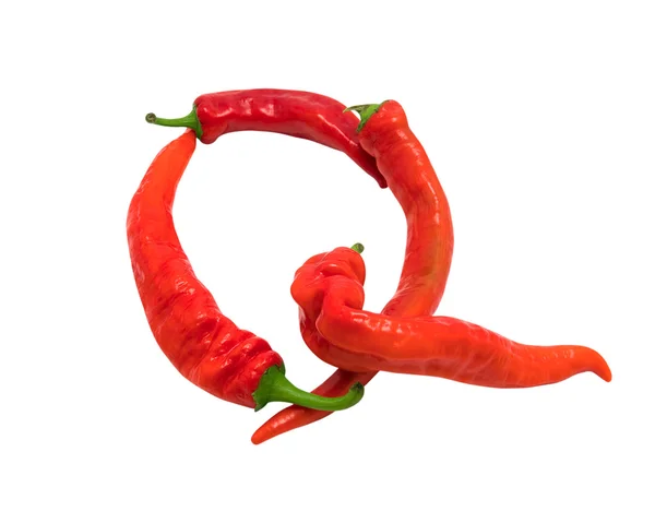 Alfabet q samengesteld uit chili peppers — Stockfoto
