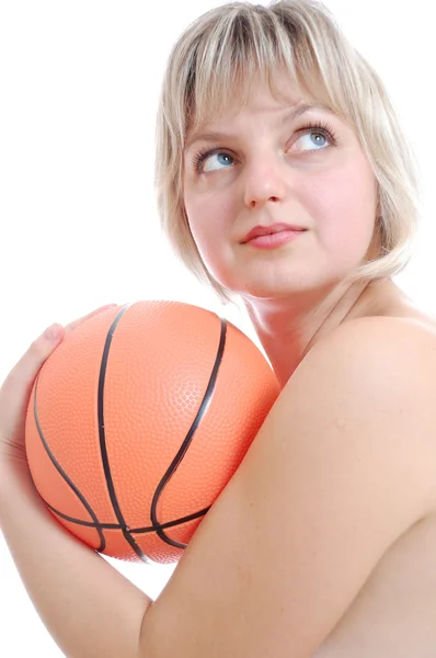 Hermosa mujer rubia con una pelota —  Fotos de Stock