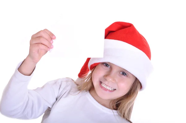 Vánoční dítě s transparentem — Stock fotografie