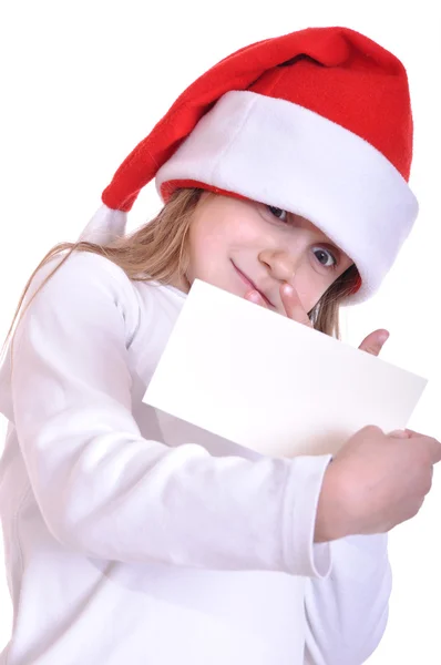 Christmas child with a banner — Stock Photo, Image