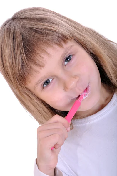 치아를 청소 하는 아이 — 스톡 사진