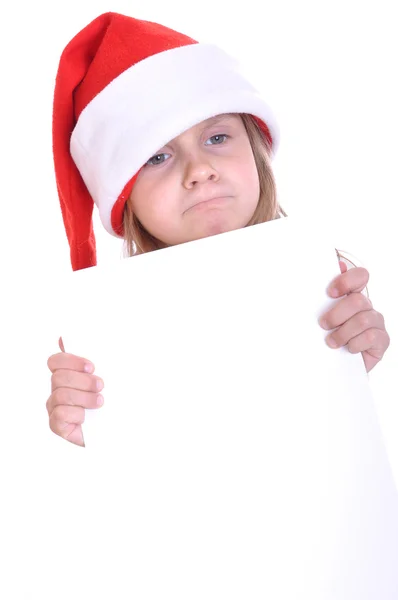 Funny face of child wearing red Santa — Stock Photo, Image