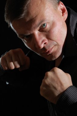 Angry man boxing clipart