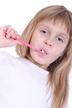 Child brushing teeth clipart