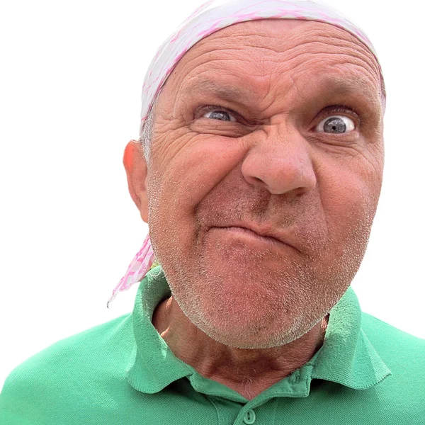 Knappe Senior Man Maken Grappige Gezichten — Stockfoto