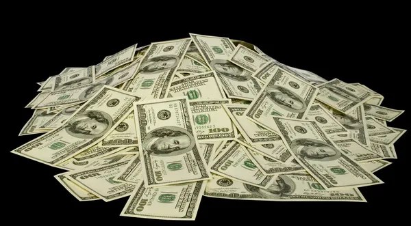 お金の大きい山。白い背景の上のドル — ストック写真
