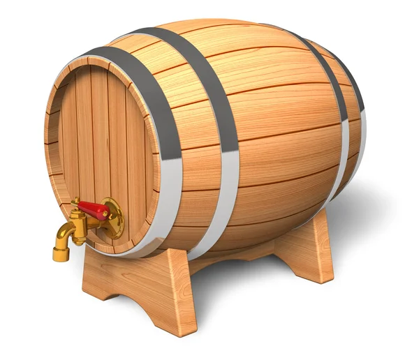 Wooden barrel with valve — Stock Photo, Image