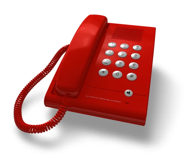 Rød kontortelefon – stockfoto