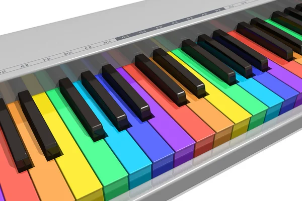 Teclado de piano arco-íris — Fotografia de Stock