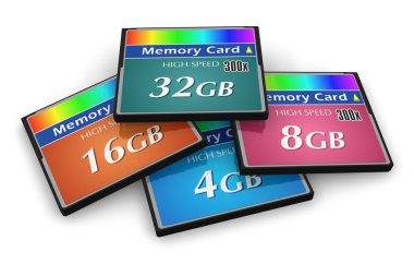 Set of CompactFlash memory cards clipart