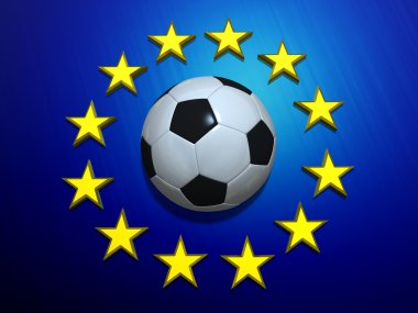 Soccer ball on European Union flag clipart