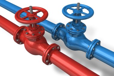 Red and blue pipelines clipart