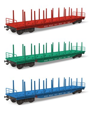 Set of railroad flatcars clipart