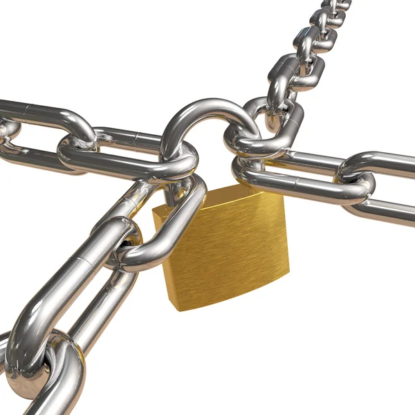 Crossed chains with lock — Stock Photo, Image