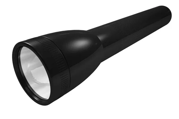 Black metal flashlight — Stock Photo, Image