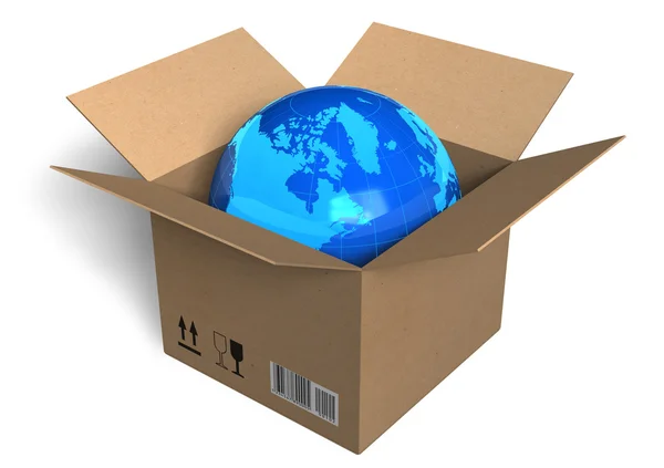 Earth globe in box — Stock Photo, Image